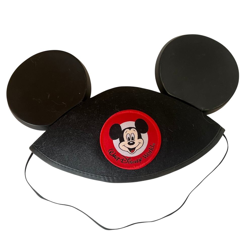 Disney Parks Walt Disney World Mickey Mouse Ears Hat Black Felt Chin Strap